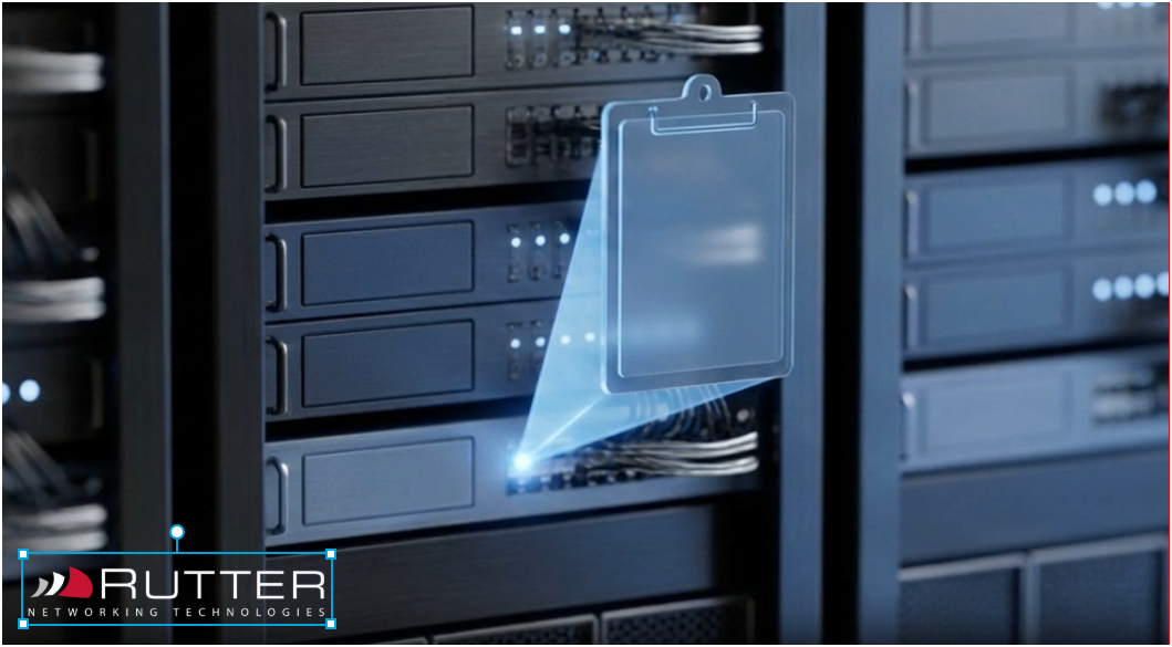 Rutter server infrastructure image showing managed server racks, network cabling, and digital documentation support for secure IT operations and infrastructure readiness - Cybersecurity / CMMC gaps. Rutter server infrastructure image showing managed server racks, network cabling, and digital documentation support for secure IT operations and infrastructure readiness - Cybersecurity / CMMC gaps.